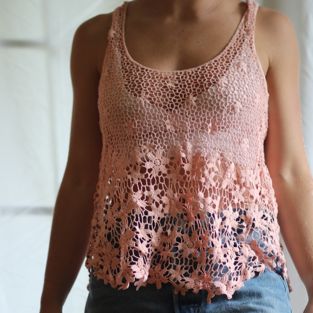 Pink floral tank top